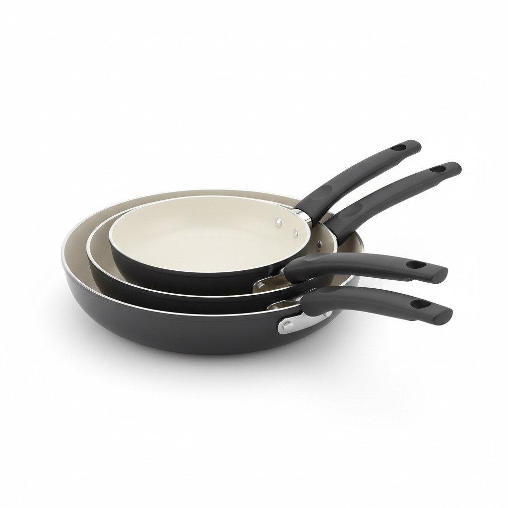 Ceramic Non-Stick Frying Pan Set – 3-Piece PFOA-Free Healthy Cookware
